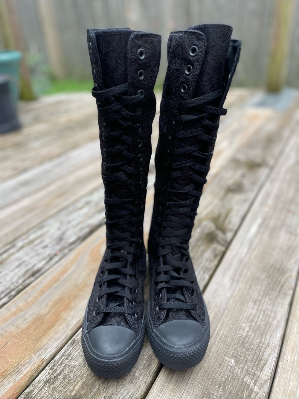 Converse Black Lace knee length Lace-Up Boots